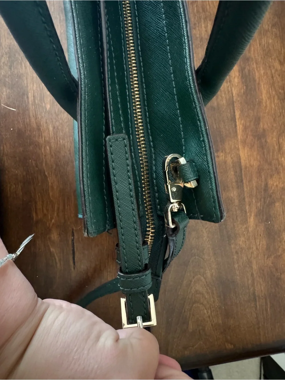 kate spade Hunter Green Leather Satchel with Removable Strap